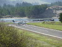 Pacific City Airport airplane on runway