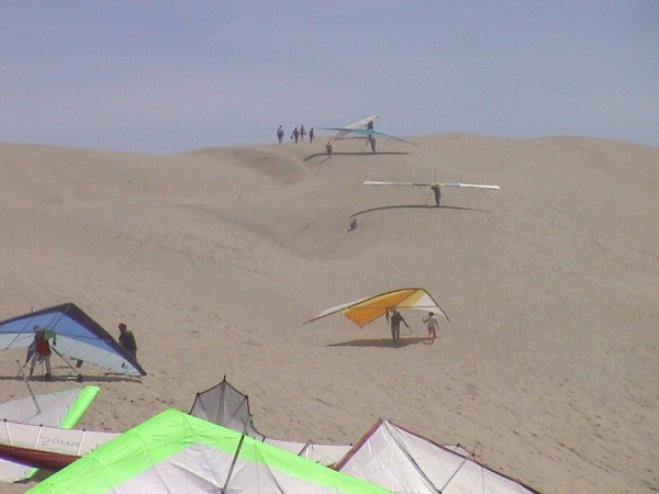 Hang Gliding in Pacific City - walking up Cape Kiwanda